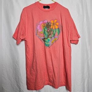 Vintage Laurel Burch Single Stitch Graphic Short Sleeve Tee Shirt One Size